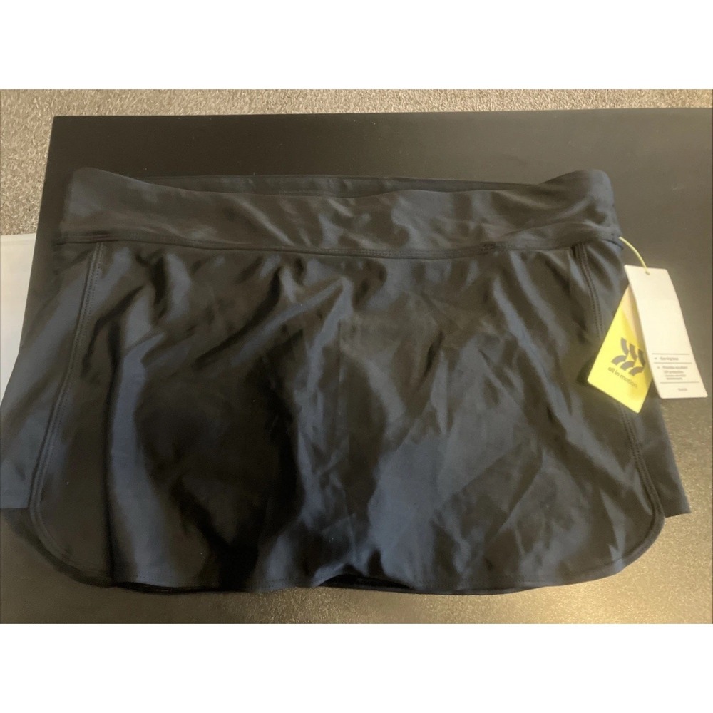 All In Motion Swim Skort Women Small Black NEW UV Protection Key Loop C1113